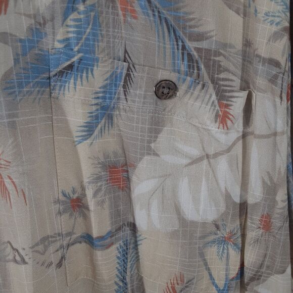 Island Shores Button Up Shirt Adult Mens L Floral Hawaiin Aloha Short Sleeve - Picture 3 of 7